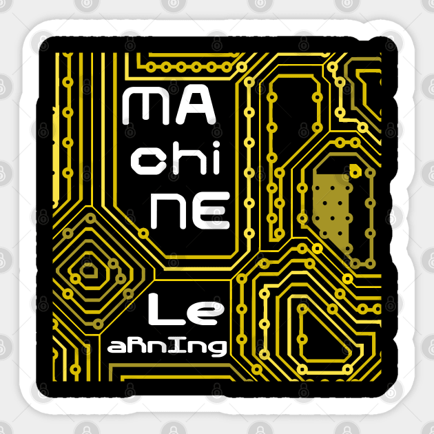 Machine Learning Circuit Board | Yellow White Sticker by aRtVerse